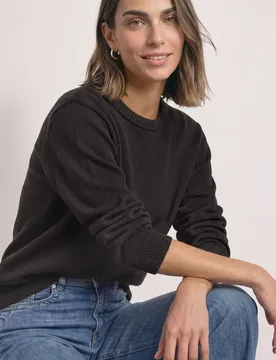 Langarm Pullover mit Boat Neck female Braun - Street One - FashionsVida