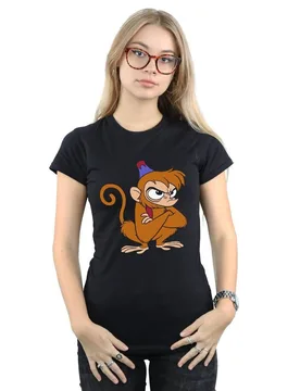 Women's Aladdin Angry Abu Cotton T-Shirt in Black Size: Medium - Black - Size: M - Disney - FashionsVida