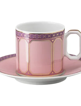 Tazzina da caffè espresso con piattino Signum, Porcellana, Rosa OS - Swarovski - FashionsVida