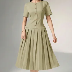 Vestido plisado asimétrico elegante para mujer S