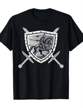 Medieval Knight Shield & Sword Graphic T-Shirt 100% Cotton O-Neck Short Sleeve Summer Casual Mens T-shirt Streetwear - Aliexpress - FashionsVida