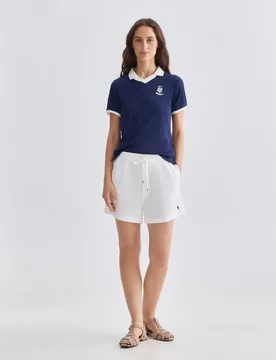Pantalón corto de mujer de lino con pinzas - Polo Ralph Lauren - FashionsVida