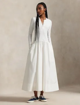 Vestido Henley de algodón con manga larga - Polo Ralph Lauren - FashionsVida