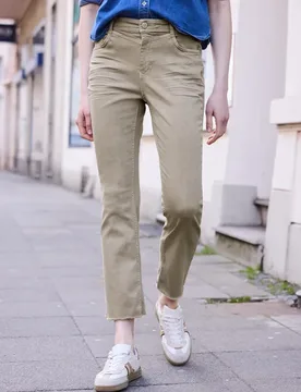 Street One High Waist Kick Flare Hose im Slim Fit female Beige - Street One Studio - FashionsVida