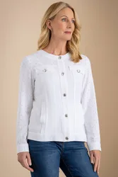 Women's Embellished Lightweight Jacket in White Size: 10 - White - Size: 10