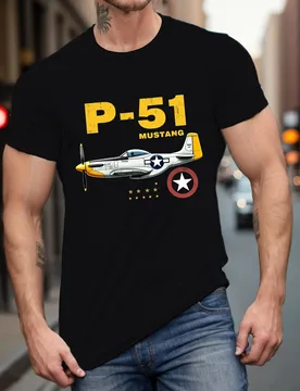 P-51 Mustang Fighter T-Shirt 100% Cotton O-Neck Short Sleeve Summer Casual Mens T-shirt Streetwear - Aliexpress - FashionsVida