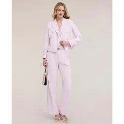 Pantalones de mujer palazzo de crepé cierre frontal sastre
