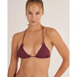Top de bikini triangular con aros en los tirantes
