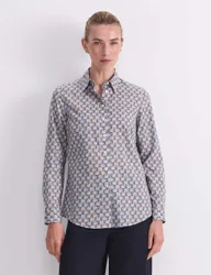 Pure Cotton Floral Button Through Shirt Blue female