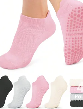 Pares de calcetines deportivos de yoga transpirables y antideslizantes, calcetines cortos de malla con silicona antideslizante, calcetines de danza, a - Shein - FashionsVida