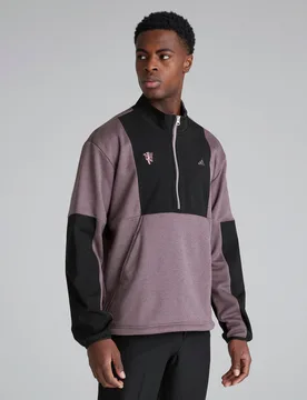 Manchester United x Mens Golf Go-To DWR Hybrid 1/2 Zip Sweatshirt Purple M - Adidas - FashionsVida