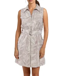 Abito Donna Junia con Zip Stampa Foliage Beige in Viscosa Elegante 15201105/537