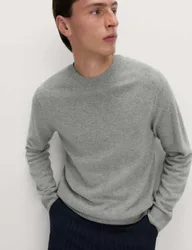Pure Lambswool Crew Neck Jumper Mid Grey male