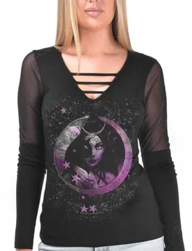 Langarmshirt - Second Sight Woman's Top - S bis XXL - für Damen - Größe XXL - schwarz - Frauen - female - Alchemy England - FashionsVida