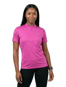 Maglia A Maniche Corte Luna Half Zip Rose - Loeffler - FashionsVida