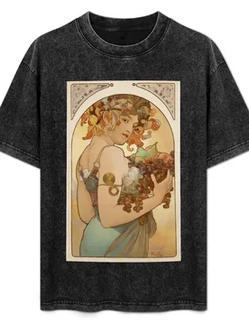 Alphonse Mucha- Fruit T-Shirt Art Pattern Printed Casual Top - Aliexpress - FashionsVida