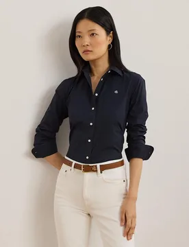 Camisa blanca de mujer con manga larga - Lauren Ralph Lauren - FashionsVida