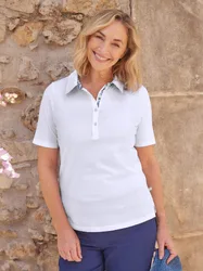 Baumwoll-Poloshirt Liberty Kragen - Weiß - female - Size: 46