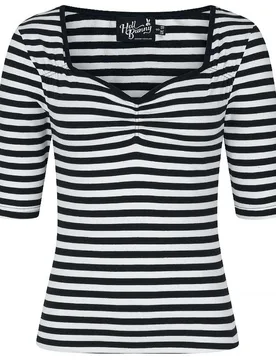 Rockabilly Langarmshirt - Warlock Top - XS bis 4XL - für Damen - Größe XXL - schwarz/weiß - Frauen - female - Hell Bunny - FashionsVida