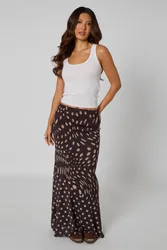 Womens Floral Midi Skirt - Brown - Size 14 Uk