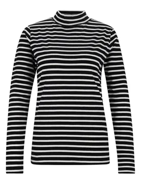 Stehbund-Shirt, 1/1 Arm,Ringel female - 38 - FashionsVida