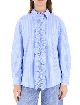 Camicia con volants AZZURRO OXFORD 44 - Diana Gallesi - FashionsVida
