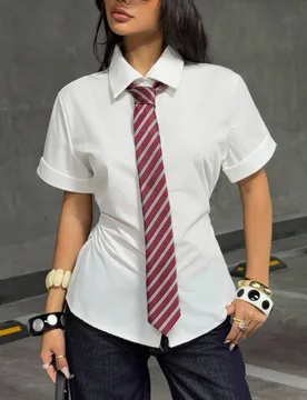 Blusa de mujer informal de manga corta y unicolor XL - Shein - FashionsVida