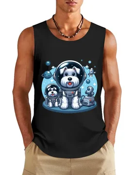 White Schnauzer in the Space Tank Top gym wear men gym shirt men fitness gym shirts - Aliexpress - FashionsVida