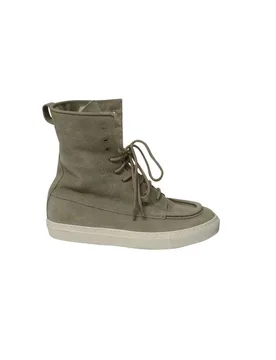 Women's Preloved Tournament Shearling High-Top Sneakers in Grey Suede Size: 4 - Grey - Size: 4 - Common Projects - FashionsVida