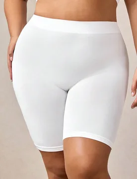 Pieza Pantalón corto de alta cintura talla grande para mujer, shorts de compresión ceñidos de sensación desnuda, ropa interior para fitness 3XL - Shein - FashionsVida