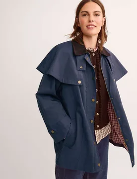 Cotton Blend Cape Barn Jacket Navy female - Monsoon - FashionsVida