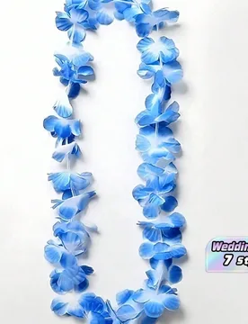 Piezas Collar Lei Hawaiano Azul, Favores de Fiesta con Tema Floral Tropical Hawaiano, Accesorios para la Cabeza, Festival Boda, Decoración de Cumplea - Shein - FashionsVida