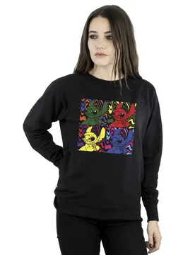 Women's Lilo & Stitch Pop Art Sweatshirt in Black Size: 2XL - Black - Size: 2XL - Disney - FashionsVida