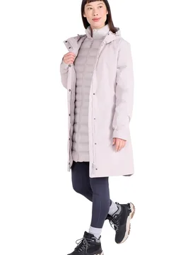 Women's Waterproof 3 In 1 Long Padded Jacket Coat in Light Beige Size: 16 - Light Beige - Size: 16 - Mountain Warehouse - FashionsVida