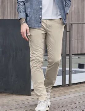 Street One Slim Leg Chino mit Stretchbund male Beige - Street One MEN - FashionsVida