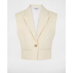 Chaqueta de mujer sin mangas bordada