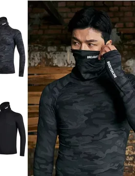 Men's fitness suit long-sleeve tight top running compression elastic sport quick-dry shirt high-neck basketball T-shirt - Aliexpress - FashionsVida