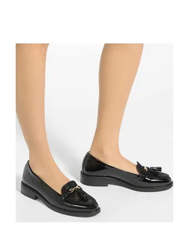 Patent Tassel Flat Loafers Black female - Dune london - FashionsVida
