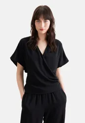 Wickelbluse Uni Schwarz 42