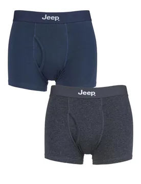 Pack Navy / Charcoal Cotton Plain Fitted Key Hole Trunk Boxer Shorts Men's Extra Large - - Assorted - Size: Extra Large - Jeep - FashionsVida
