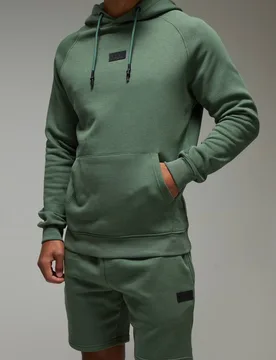 Herren Herren Active Regular Fit Hoodie Sweatshirt & Kurze Hose Trainingsanzug Green Größe 2XL - boohooMAN - FashionsVida