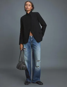 Asymmetrischer Wollblazer Schwarz S - Stradivarius - FashionsVida