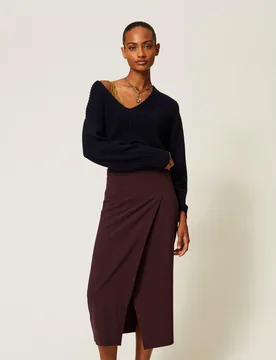 Jupe mi-longue effet portefeuille - TWINSET - FashionsVida