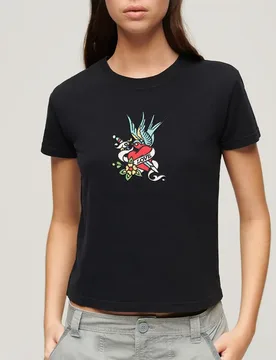 Maglietta A Maniche Corte Tattoo Embroidered Fitted Black M - Superdry - FashionsVida
