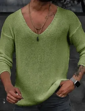 Men 2026 Spring V Neck Rib Bottoming T-Shirts Pullover Autumn Long Sleeve Slim Fit Tees Tops Simple Casual Plain Thin Knit Shirt - Aliexpress - FashionsVida
