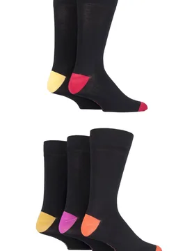 Pair Red Hot/Black Contrast Heel and Toe Bamboo Socks Men's 7-11 Mens - - Multi Coloured - Size: 7-11 Mens - SockShop - FashionsVida