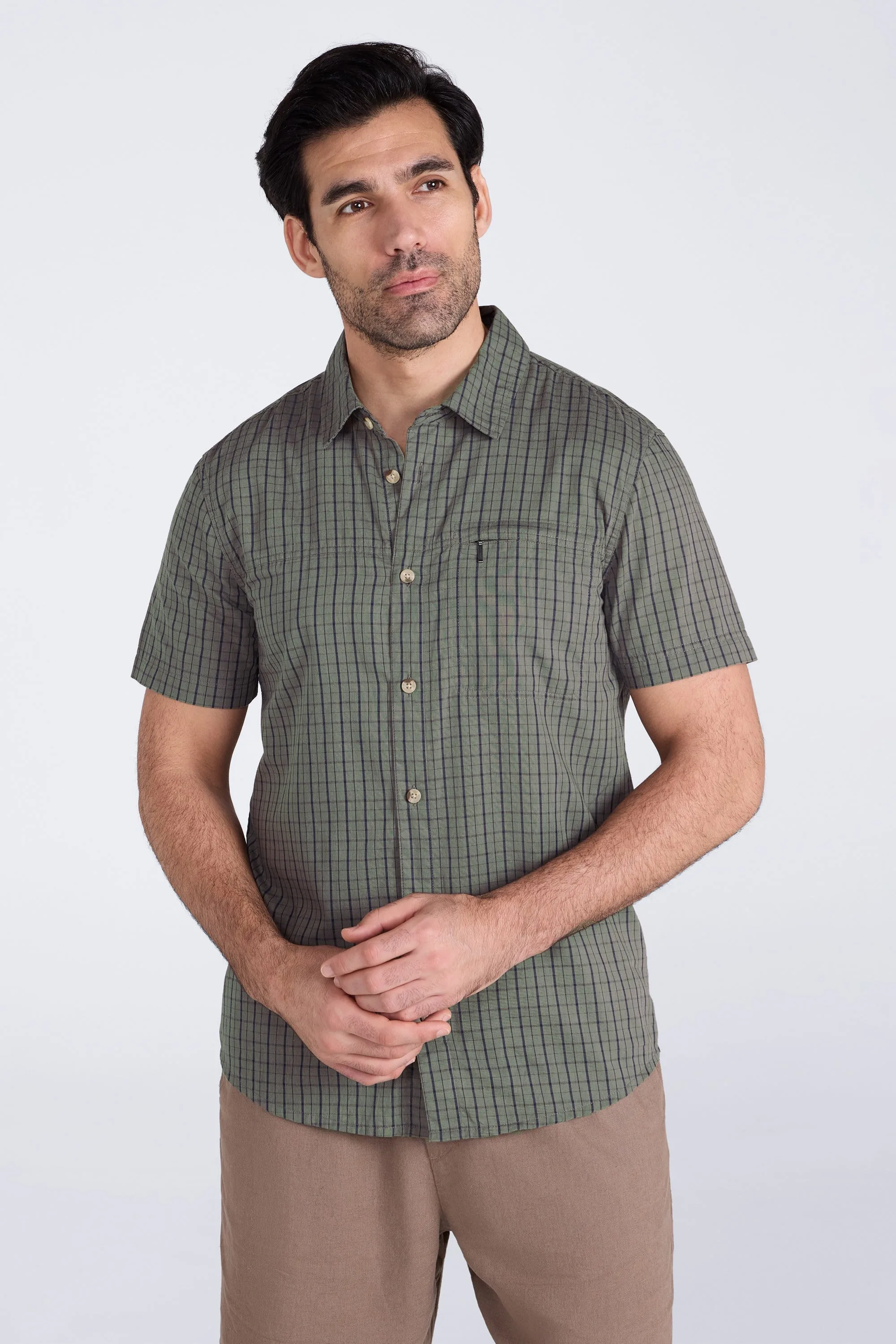 Holiday Mens Short Sleeve Shirt - Green - Green - Size: XS - Mountain Warehouse - FashionsVida