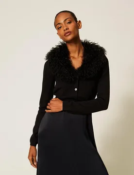Cardigan cropped en fausse fourrure - TWINSET - FashionsVida