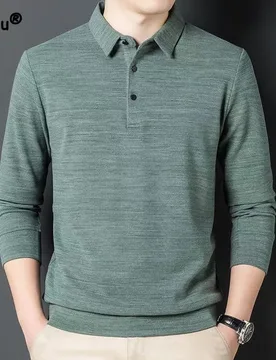 Casual Comfortable Male Clothes Solid Polo-Neck Shirt Autumn Winter Business Office Simplicity Long Sleeve All-match T-shirt - Aliexpress - FashionsVida
