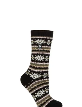 Women's 1 Pair SOCKSHOP Nordic Soul Warming Thermal Socks Nordic Black/ Olive 4-8 - Multi Coloured - Size: Small - Heat Holders - FashionsVida